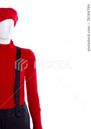 Mannequin in beret and sweater, copy space. Mannequin in beret and sweater, copy space. 76164764