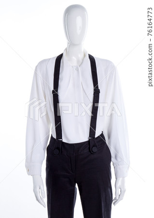 Female white blouse and black trousers. 76164773