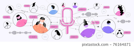 businesspeople communicating by voice messages audio chat application social media online communication concept 76164871
