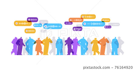 people communicate by voice messages audio chat application social media online communication people communicate by voice messages audio chat application social media online communication 76164920