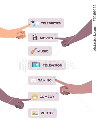 human hands choosing apps voice conversation audio social network communication voice recognition concept 76166031