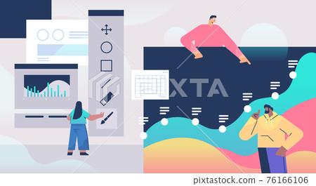 designers team creating website user interface... - Stock Illustration ...