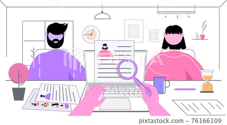 hr manager choosing cv portfolios of new employees candidates recruitment hiring job interview concept 76166109