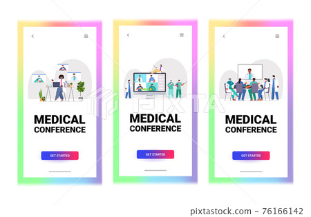 set doctors having video conference mix race medical specialists discussing during virtual meeting set doctors having video conference mix race medical specialists discussing during virtual meeting 76166142