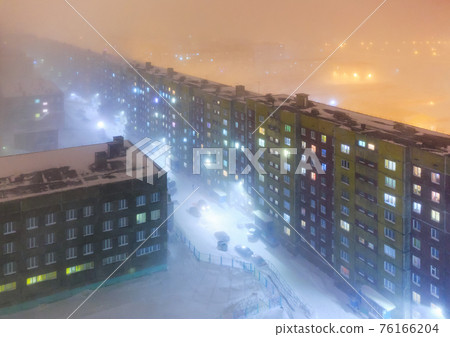 Top view on Norilsk city. Krasnoyarsk region, Russia. 76166204
