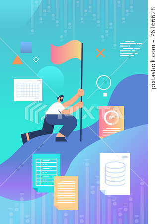 businessman climbed to growing chart and hoisted flag business competition victory achievement leadership businessman climbed to growing chart and hoisted flag business competition victory achievement leadership 76166628