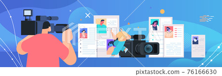 cameraman with video camera choosing resume curriculum vitae of new employees job candidates recruitment hiring cameraman with video camera choosing resume curriculum vitae of new employees job candidates recruitment hiring 76166630