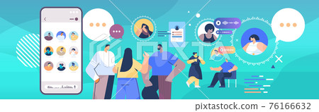 people communicating by voice messages audio chat application social media online communication 76166632