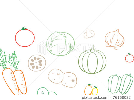 溫柔的蔬菜插畫套裝【線稿/彩色】 76168022