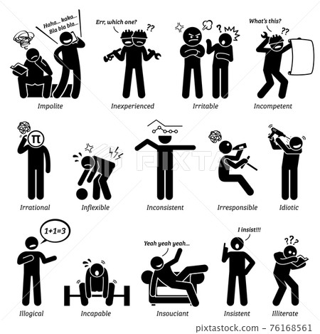 Negative Personalities Character Traits. Stick Figures Man Icons. Starting with the Alphabet I. Negative Personalities Character Traits. Stick Figures Man Icons. Starting with the Alphabet I. 76168561