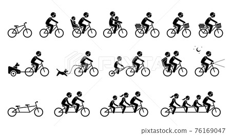 Bicycle accessories and equipments. Pictograms Stock