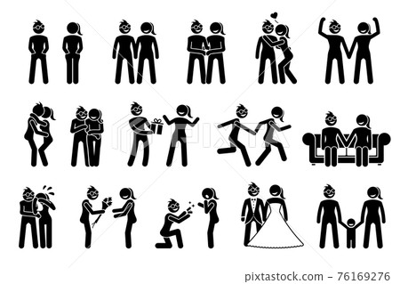 Happy lesbian female couple. Illustrations depict the relationship between two homosexual women spending their life together. Happy lesbian female couple. Illustrations depict the relationship between two homosexual women spending their life together. 76169276