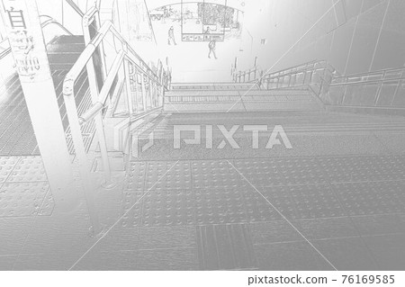 3d illustration. Station stairs. Metallic silver background 76169585