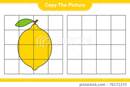 Copy the picture, copy the picture of Lemon using grid lines. Educational children game, printable worksheet, vector illustration 76172235