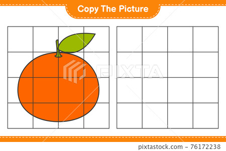 Copy the picture, copy the picture of Tangerin using grid lines. Educational children game, printable worksheet, vector illustration Copy the picture, copy the picture of Tangerin using grid lines. Educational children game, printable worksheet, vector illustration 76172238