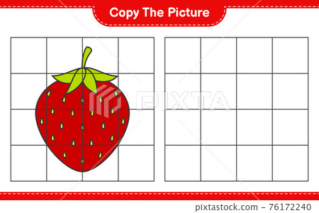 Copy the picture, copy the picture of Strawberry using grid lines. Educational children game, printable worksheet, vector illustration 76172240