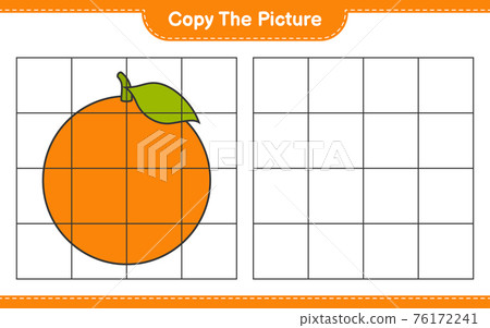 Copy the picture, copy the picture of Orange using grid lines. Educational children game, printable worksheet, vector illustration Copy the picture, copy the picture of Orange using grid lines. Educational children game, printable worksheet, vector illustration 76172241
