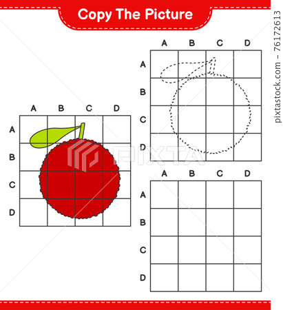 Copy the picture, copy the picture of Yumberry using grid lines. Educational children game, printable worksheet, vector illustration 76172613