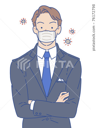 男式西裝面具雙臂交叉簡單 男式西裝面具雙臂交叉簡單 76172798
