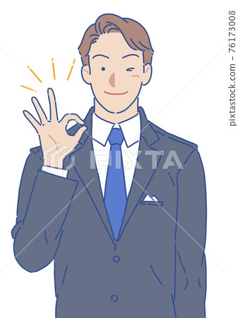 Men in suits that give an OK sign Wink Simple 76173008