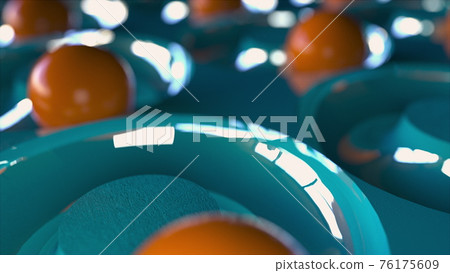 Abstract 3d composition. Synchronous rotation of balls, computer generated. Close-up with blurred background Abstract 3d composition. Synchronous rotation of balls, computer generated. Close-up with blurred background 76175609