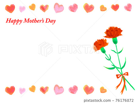 Watercolor carnation and heart mother's day frame Watercolor carnation and heart mother's day frame 76176872