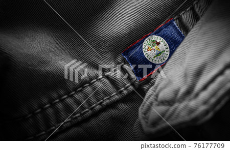 Tag on dark clothing in the form of the flag of the Belize Tag on dark clothing in the form of the flag of the Belize 76177709