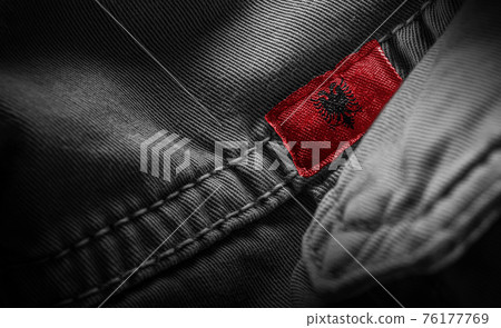 Tag on dark clothing in the form of the flag of the Albania 76177769