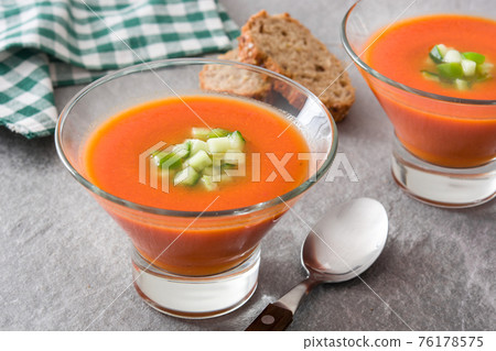 Traditional Spanish cold gazpacho soup 76178575