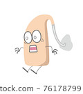 Illustration of a surprised ear-hook hearing aid character 76178799