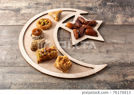 Assortment of Ramadan dessert baklava 76178813
