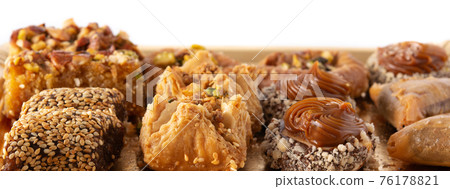 Assortment of Ramadan dessert baklava 76178821