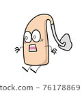 Illustration of a surprised ear-hook hearing aid character 76178869