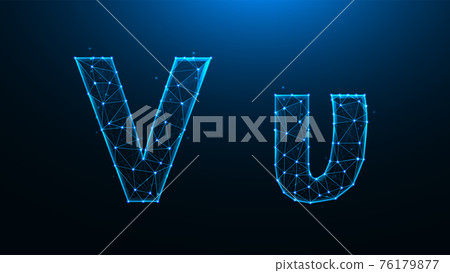 Polygonal Vector Illustration Of Letter V On A Stock Illustration