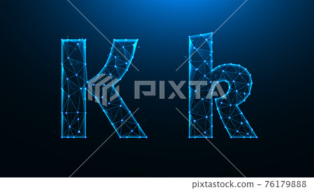 Polygonal vector illustration of letter K on a dark blue background. 76179888