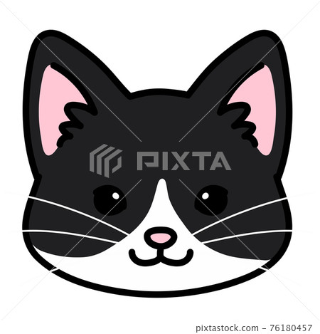 Simple and cute Hachiware cat face illustration with main line Simple and cute Hachiware cat face illustration with main line 76180457