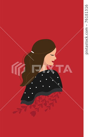 Vector minimalistic profile portrait of a beautiful girl Vector minimalistic profile portrait of a beautiful girl 76181316