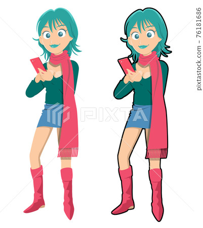 Long muffler, smartphone, girls 76181686