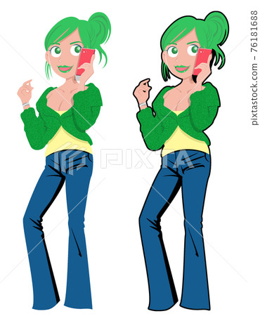 黃綠色，gal，智能手機， 76181688