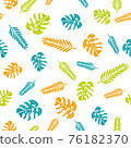 Seamless tropical pattern on the white background. 76182370