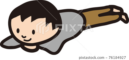 Dad lying on his stomach relaxed illustration 76184927