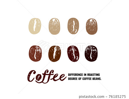 Illustration of the roasting stage of coffee beans. Illustration of the difference in roast. 76185275