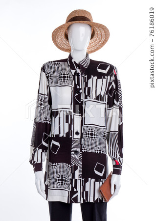 Stylish modern summer women's clothes outfit. Stylish modern summer women's clothes outfit. 76186019