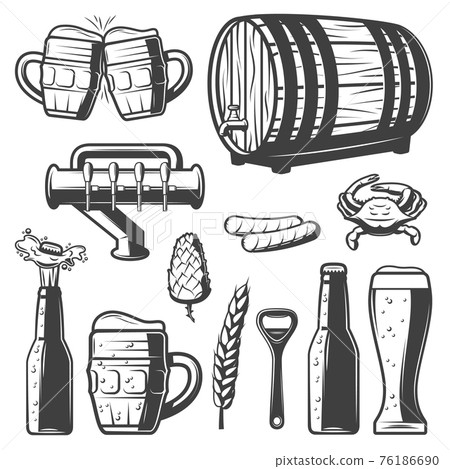 Vintage Beer Elements Collection Vintage Beer Elements Collection 76186690