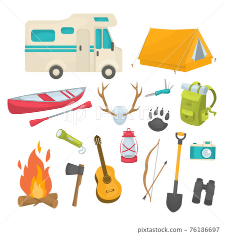 Camping Decorative Icons Set Camping Decorative Icons Set 76186697