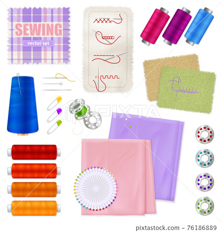 Sewing Accessories Realistic Set Sewing Accessories Realistic Set 76186889