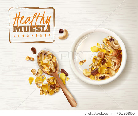 Muesli Plate Realistic Background Muesli Plate Realistic Background 76186890