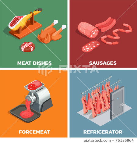 Butcher Shop Isometric Concept 76186964