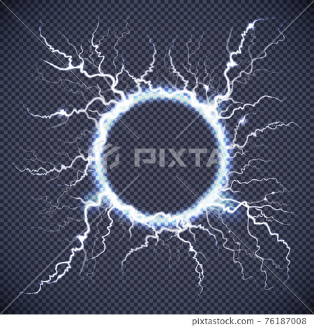 Circle Lightning Realistic Transparent Background Circle Lightning Realistic Transparent Background 76187008