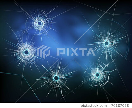 Bullet Holes In Glass Illustration Bullet Holes In Glass Illustration 76187058